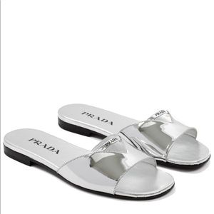 SOLD Prada logo leather slides